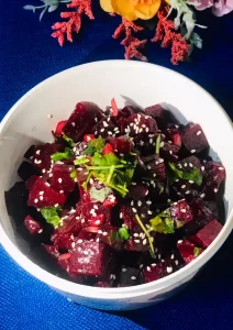 Salade de betterave et sel rose de l'Himalaya