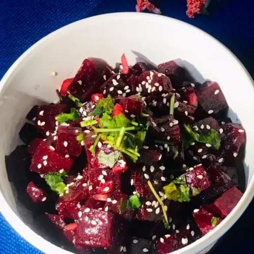Salade de betterave et sel rose de l'Himalaya