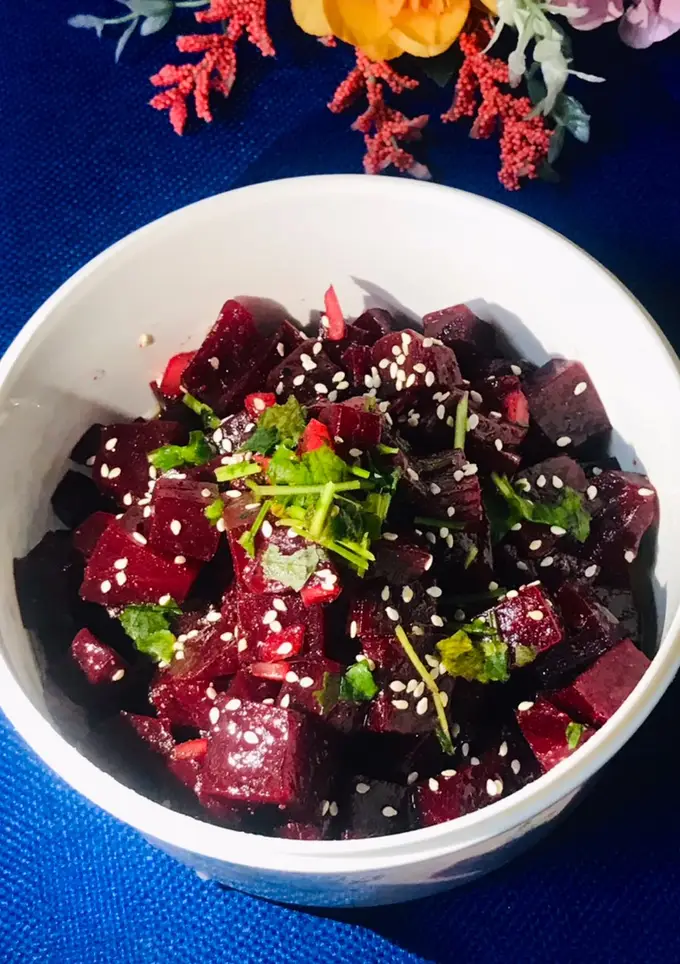 Salade de betterave et sel rose de l'Himalaya